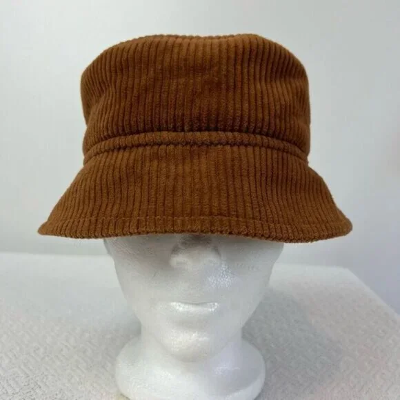 Zara Brown Corduroy Bucket Hat Size Small Unisex Women’s Men’s Summer - Picture 8 of 8